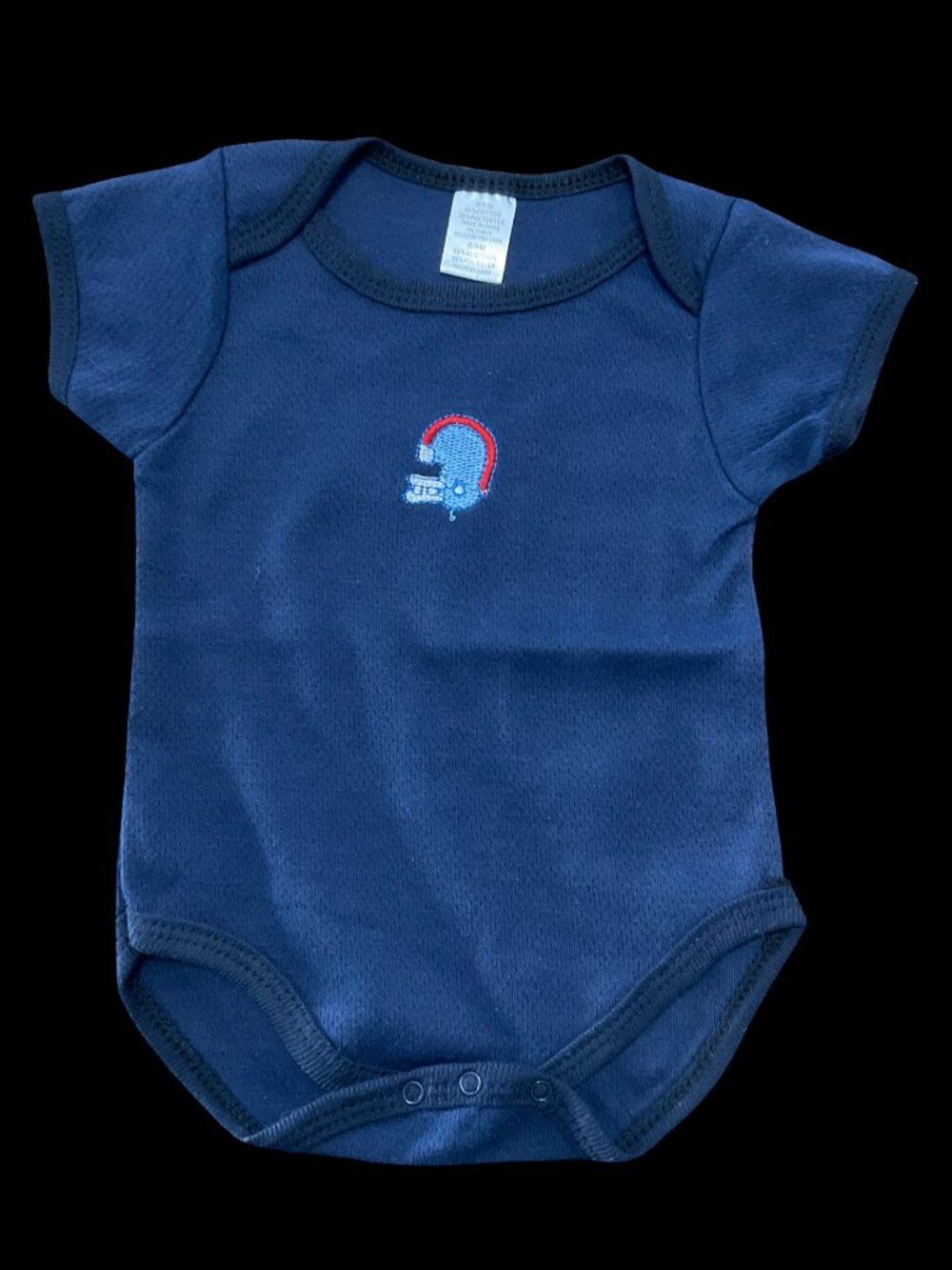 🌻10/$25 - Navy Sport Jersey Texture Onesie w/ Football Embroidery